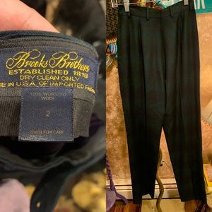 Brooks brothers green /blue pleated plaid trousers